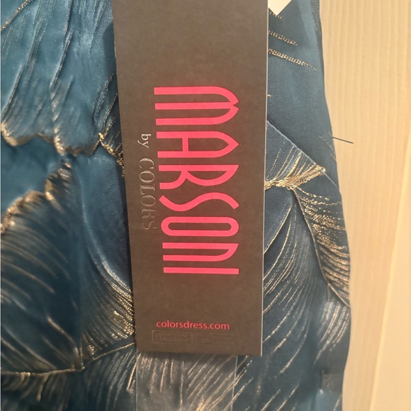 Maroni  Blue / Turquoise Leaf Pattern Dress - Picture 4 of 11